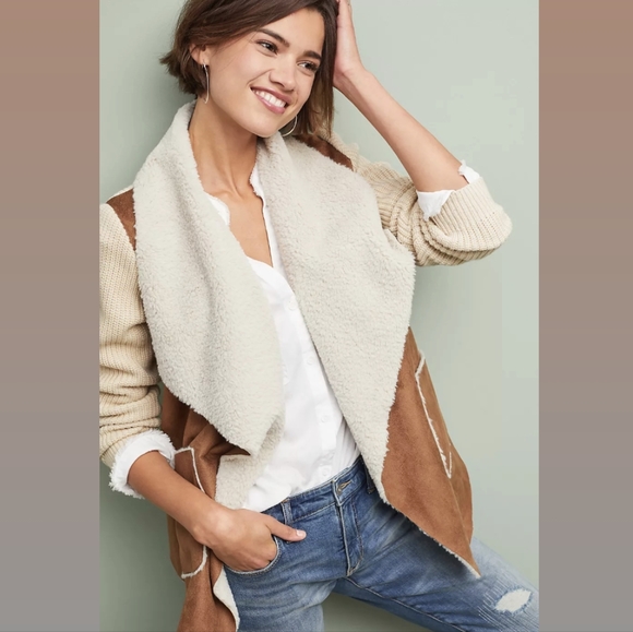 Anthropologie Sherpa Moto Sweater - Picture 1 of 13